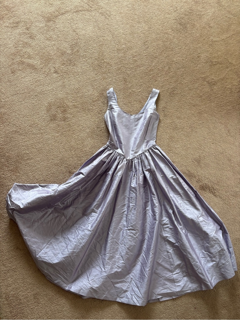 Vintage Laura Ashley Silver Lilac Silk Midi Dress RARE. - Picture 4 of 11